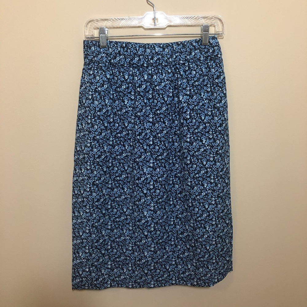 J crew pull on ditsy floral midi skirt pencil pockets
